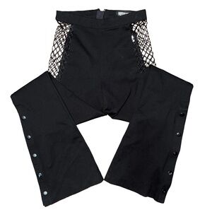 Poster Girl Black High Waist Fishnet Cutout Flare Pants Punk Goth Y2K Whimsigoth
